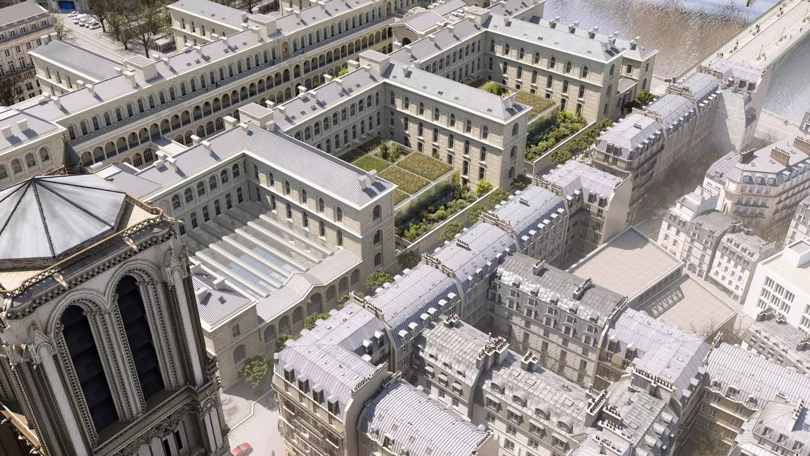 PARIS 4ème Restructuration et extension de l'Hôpital Hôtel-Dieu 