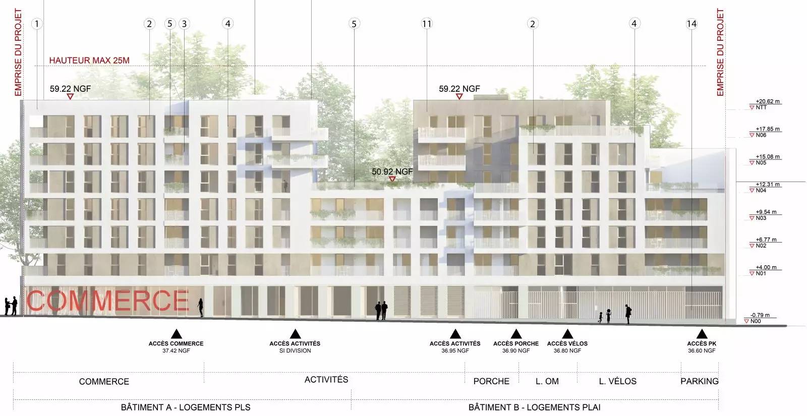ARGENTEUIL 53 logements et commerces