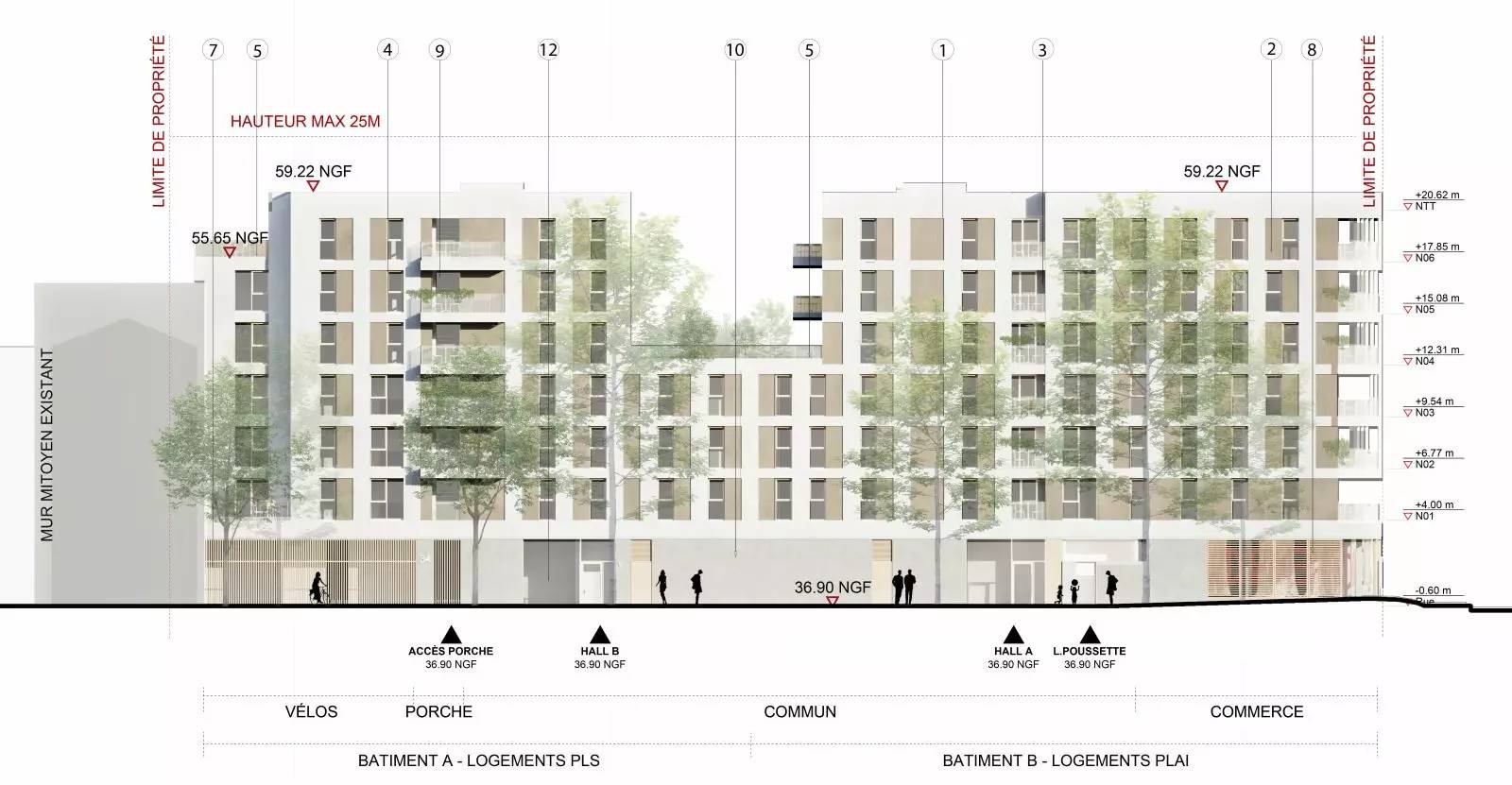 ARGENTEUIL 53 logements et commerces